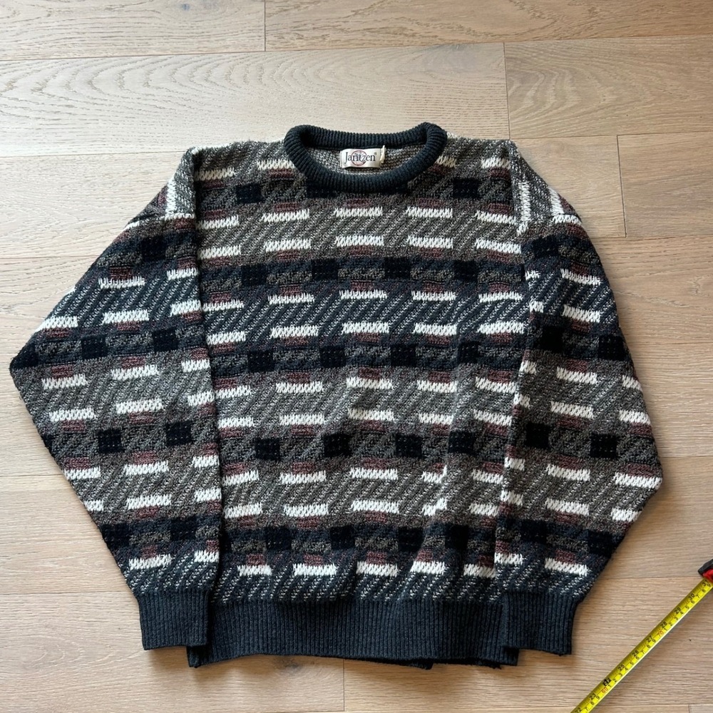 Jantzen Vintage 90s Geometric Knit Crewneck Sweater Mens 2X Big Made in USA